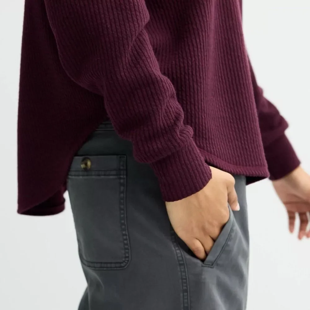 Women's Sonoma Goods For Life Sweater Size XS Plum Ribbed Shirttail Top NWT